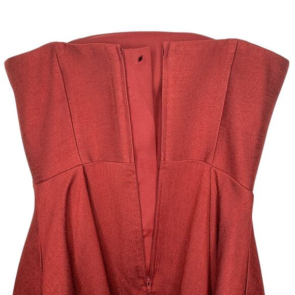 C/MEO Collective Making Waves Strapless Fit & Flare Dress Claret Red Burgundy - Picture 7 of 11